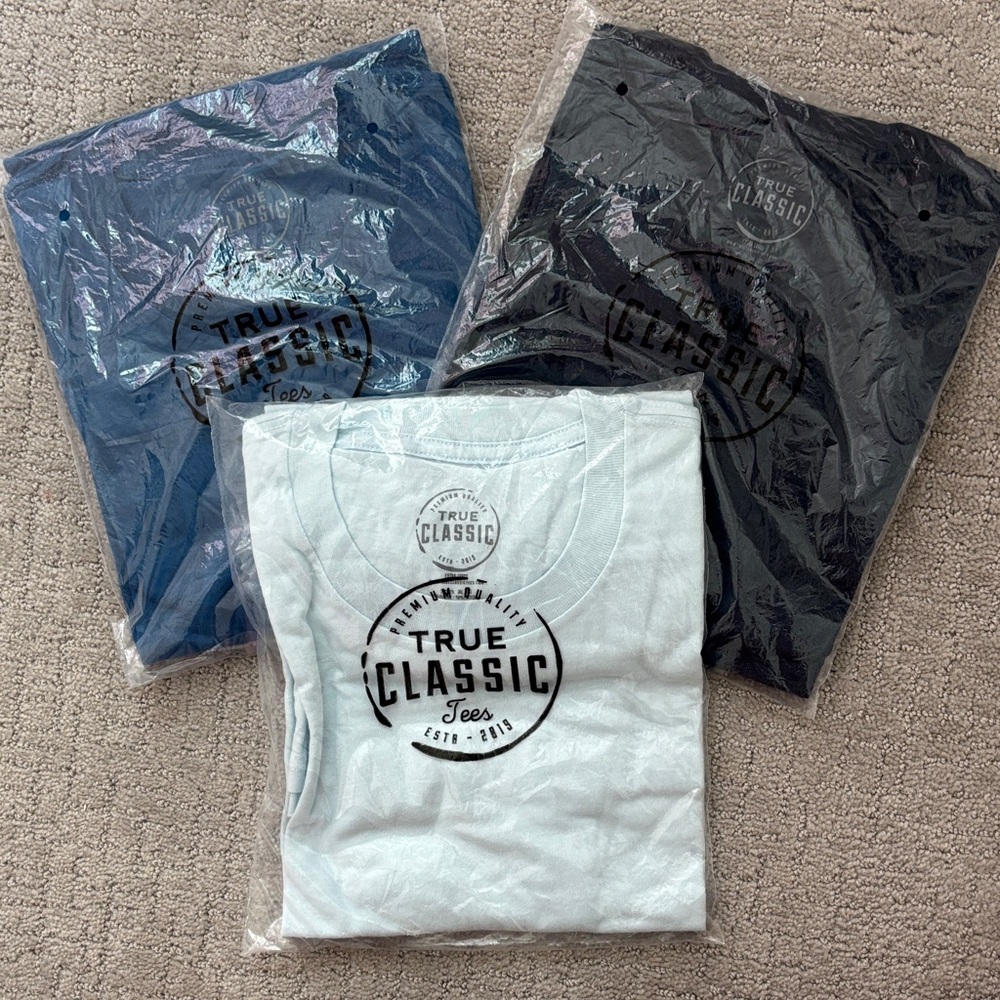 True Classic Tees Set - Blue, White, Black